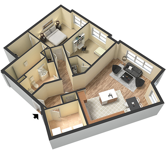 Two bedroom - Unit C - Apt 28