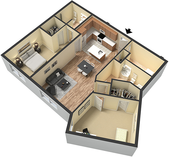 Two bedroom - Unit F - Apt 40