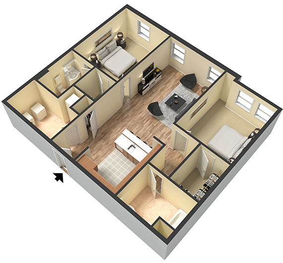 Two bedroom - Unit D - Apt 21