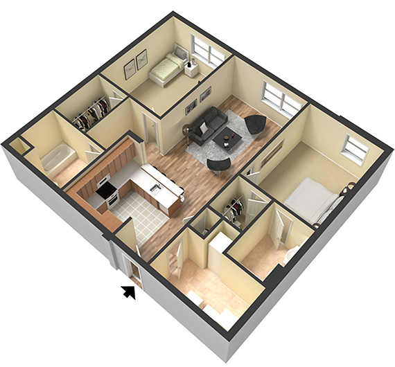 Two bedroom - Unit D1 - Apt 19