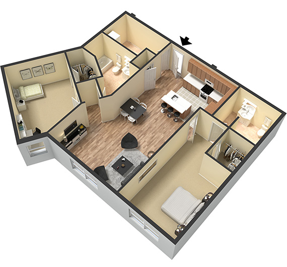 Two bedroom - Unit F - Apt 39