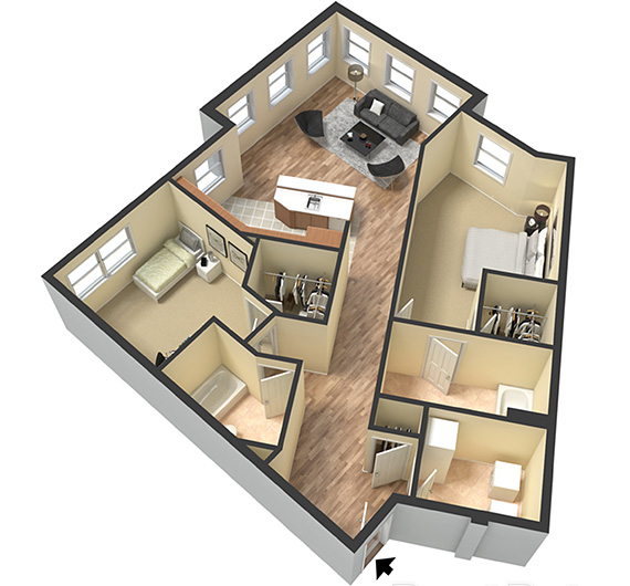 Two bedroom - Unit G - Apt 17